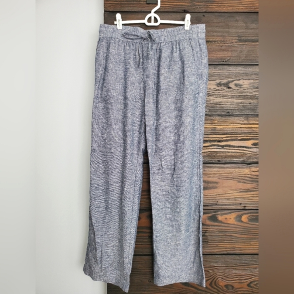 Ann Taylor Factory linen blend wide leg chambray pants size medium